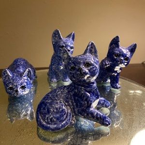 🐈 Vintage. Blue, Glass Kitty Decor. 😻 😸 MEOW!!